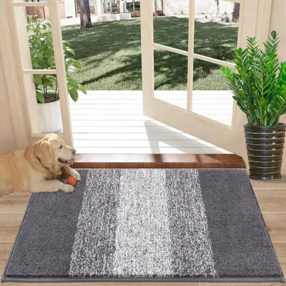 20x32Inch Indoor Doormat, Non-Slip, Absorbent Mud Trapper Mat for Entryway, Grey